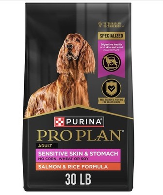 Purina Pro Plan Sensitive Skin, Stomach Salmon and Rice Formula Dog Food, 30 lbs