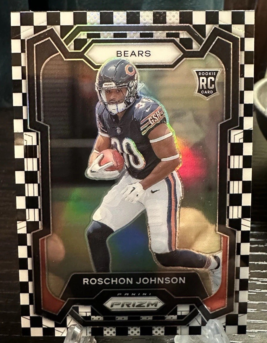 2023 Panini Prizm Black & White Checker Roschon Johnson #314 Rookie RC Bears