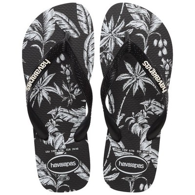 Havaianas Women Logo Flip Sandals - Black/White Print 7-8