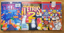 NES Boxed Game Lot (3) – Tetris CIB, Tetris 2 CIB, Dr Mario – Manuals/Promo Inse