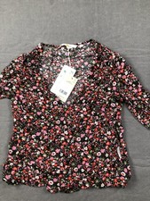 Boden Blouse Womens 4 Multicolor V Neck Long Sleeve Floral Woven Top NWT