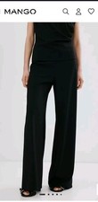 Mango MNG Women's Black Pleated Dress Pants  XL Lightweight Straight Leg