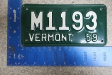 Vermont Vt License Plate Tag Motorcycle MC 1959 59 #M 1193 Green Mountain State