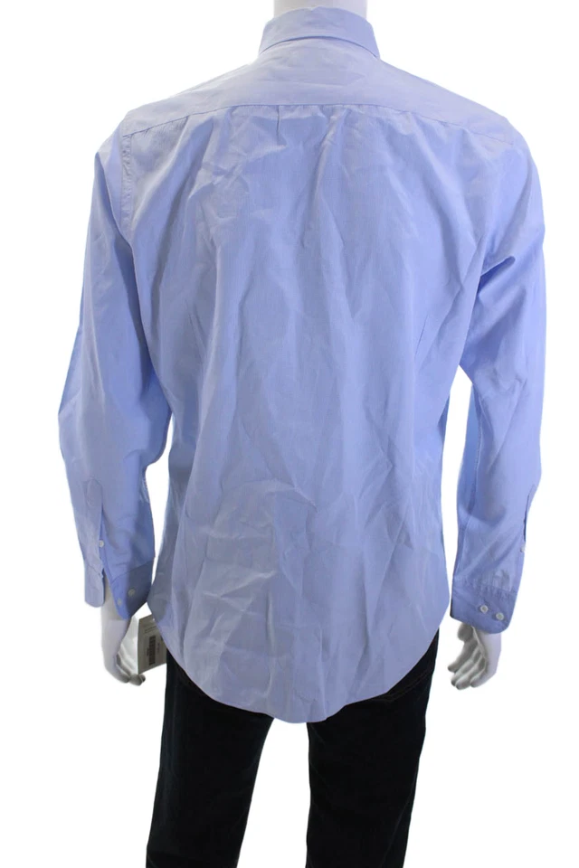 Camisa de vestir Massimo Dutti para hombre azul claro a cuadros algodón cuello en punta talla 41 Foto 3 de 4