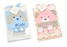 Baby Gift Set Boy Girls Blue Pink Cute Hat  Socks Boxed 0-6 Months