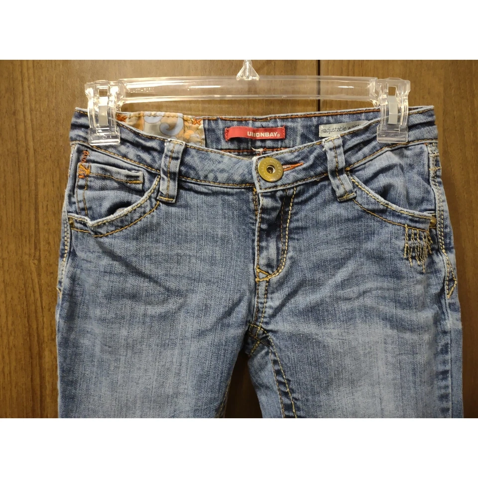 Pantalones de mezclilla Unionbay Bootcut cintura ajustable elásticos niñas talla 12 regular Foto 3 de 4