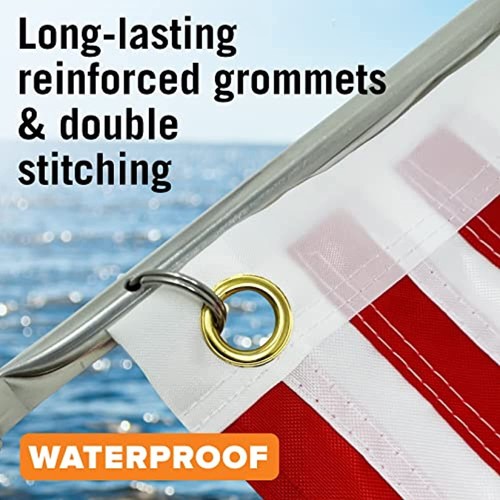 Boat Flag Pole Kit American Flag US 12" x 18" Double Sided Marine Grade - Picture 6 of 7