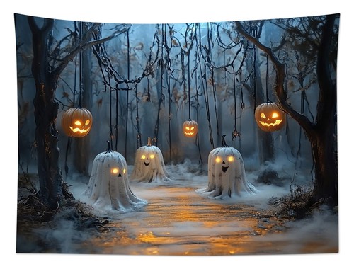 Scary Forest Horror Creepy Ghost Halloween Tapestry for Bedroom Living Room Dorm - Picture 5 of 14