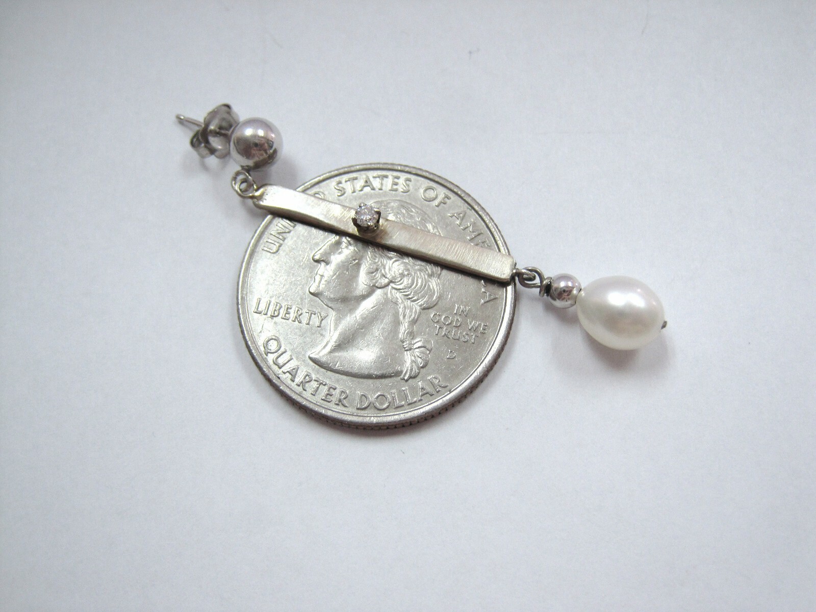 Stunning Solid 14K White Gold Dangle DROP Earring… - image 8