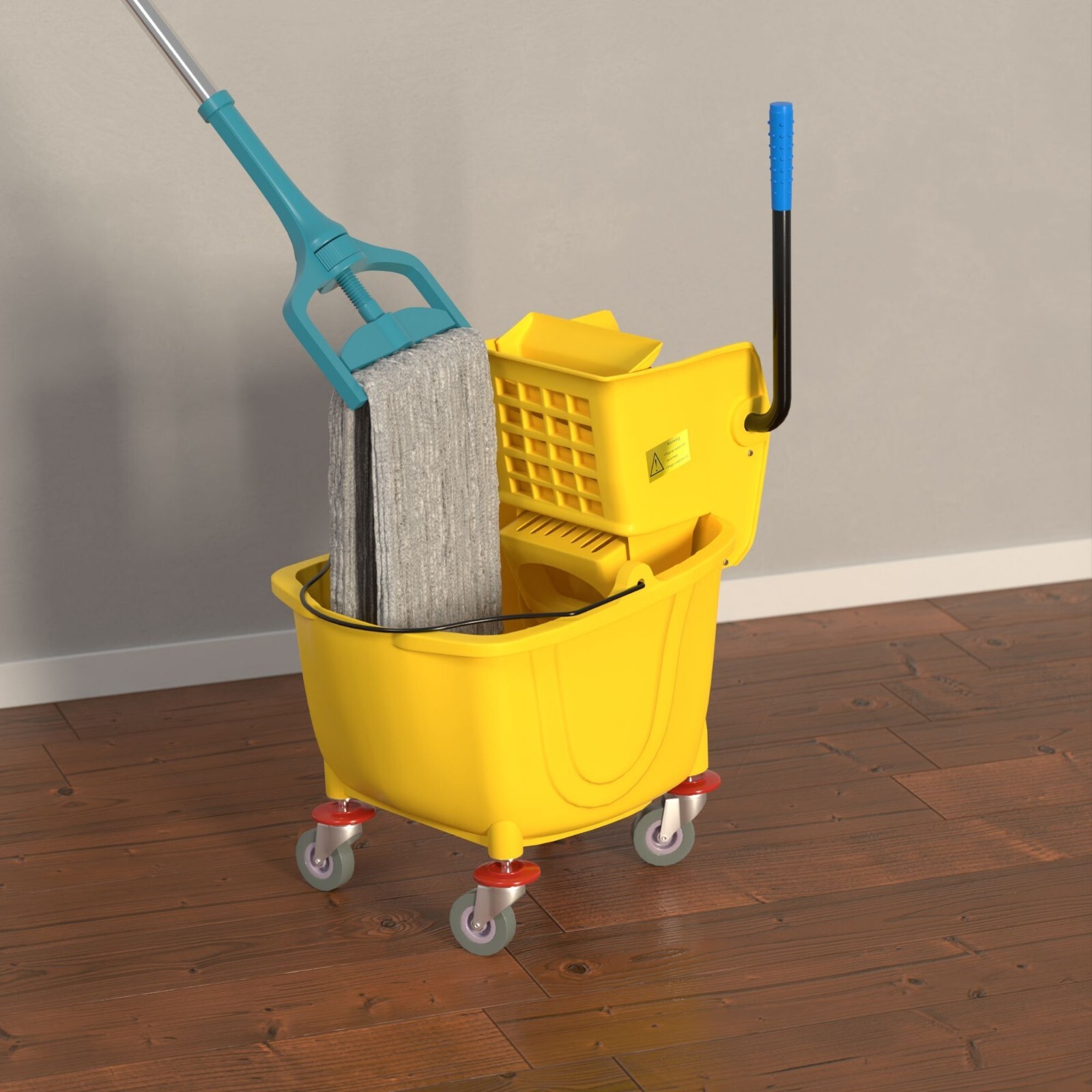 26 Qt Yellow Mop Bucket with Side Press Wringer Combo