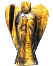 2 Inch Tiger Eye Guardian Angel Figurine Hand-Carved Natural Stone, Excellent...