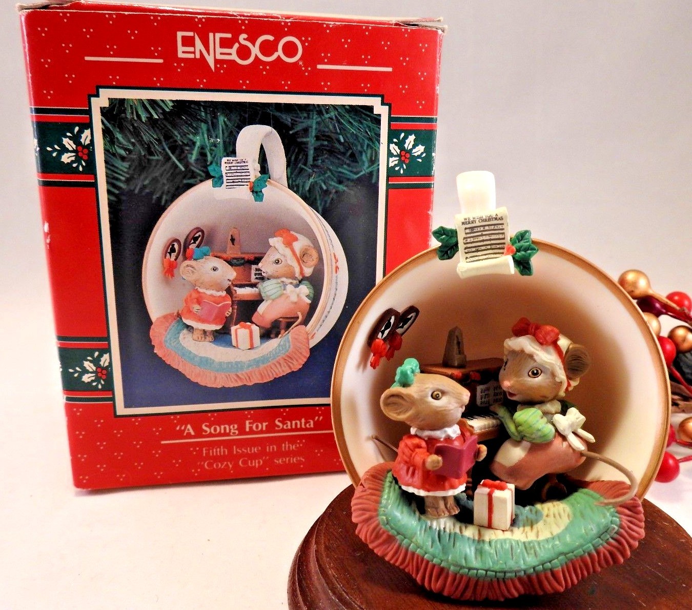 Enesco 1991 A Song For Santa Cozy Cup Series Ornament 5th Edition