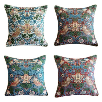 William Morris Strawberry Thief Jacquard Tapestry Throw Pillowcase Cushion Cover