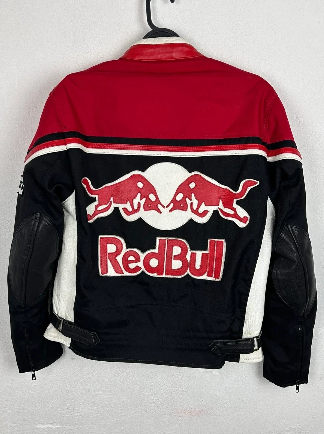 Vintage 90s Red Bull Leather Inserts Rare Racing Jacket Motul Alpinestars