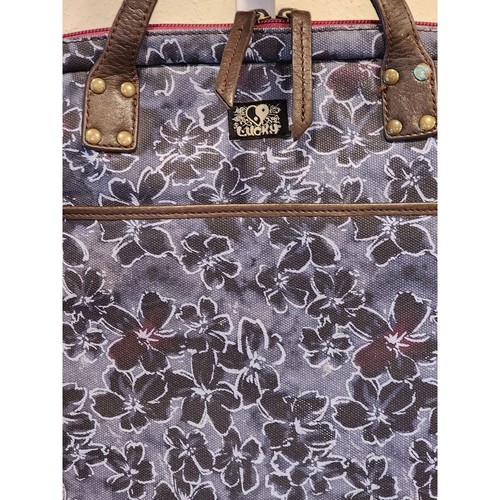 Lucky Brand Denim blau Blumendruck & Leder Crossbody Laptop Reise Arbeit Tasche - Bild 14 von 14