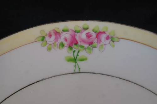 Nippon Hand Painted Pink Roses Cream & Gold Gilt Cake Plate Circa 1891-1921 - Picture 2 of 6