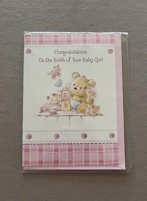  Congrats On The Birth Of Your Baby Girl  Greeting Card~5 1/4  X 7 1/2 , New