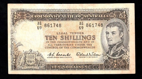 Australia 10 /- Shillings P 29 Commonwealth Bank Australia 1954 Rare !