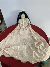 VTG Rare Handmade FOLK ART PRIMITIVE Cloth Doll BY Julie Noct SIGNED ‘89