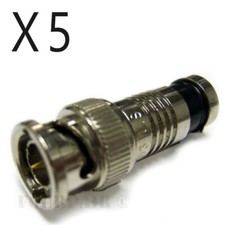RG59 Coax Cable BNC Male Waterproof Compression Connector CCTV - Pack Lot of 5