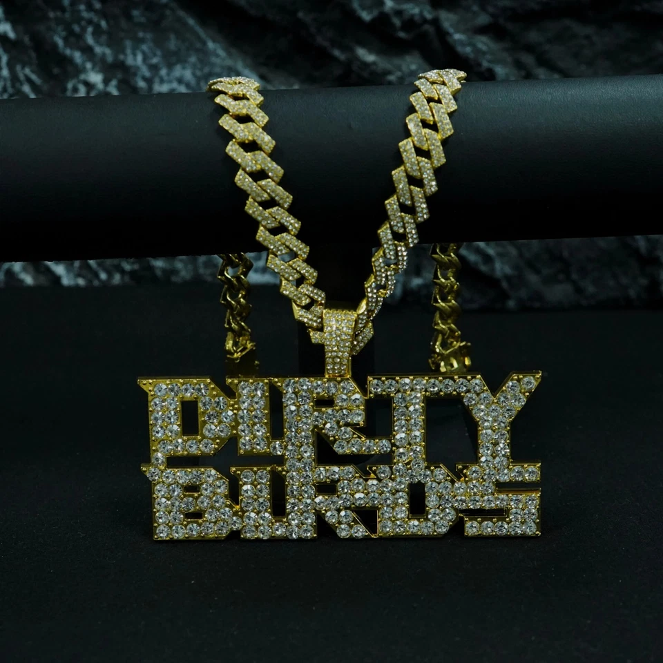 Hip Hop Iced DIRTY BIRDS Pendant Necklaces 13mm Crystal CZ Chain Fashion Jewelry - Image 4 of 4