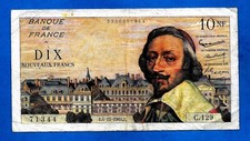 France P142a 10 Nouveaux Franc RICHELIEU Ambrieres/Tondu/Gargam 4.11.1960 VF+ RA