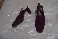 womens mootsies tootsies fran brown square toe slingback heels shoes size 8 1/2