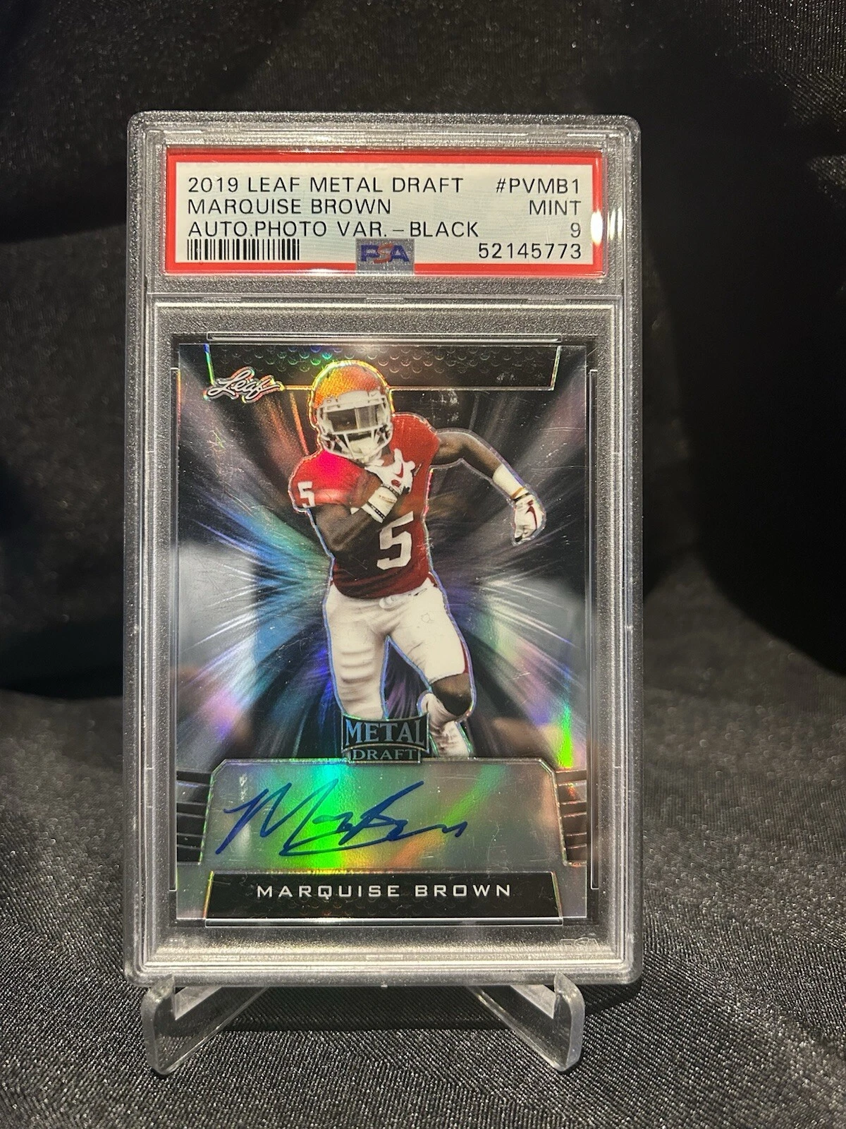 Marquise Brown Leaf Metal Draft Autographs Photo Variation #PVMB1 Black