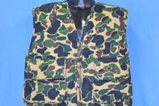 vtg 80s AMERICAN FIELD FROG CAMO CAMOUFLAGE DUCK HUNTER ZIP UP HUNTING VEST L