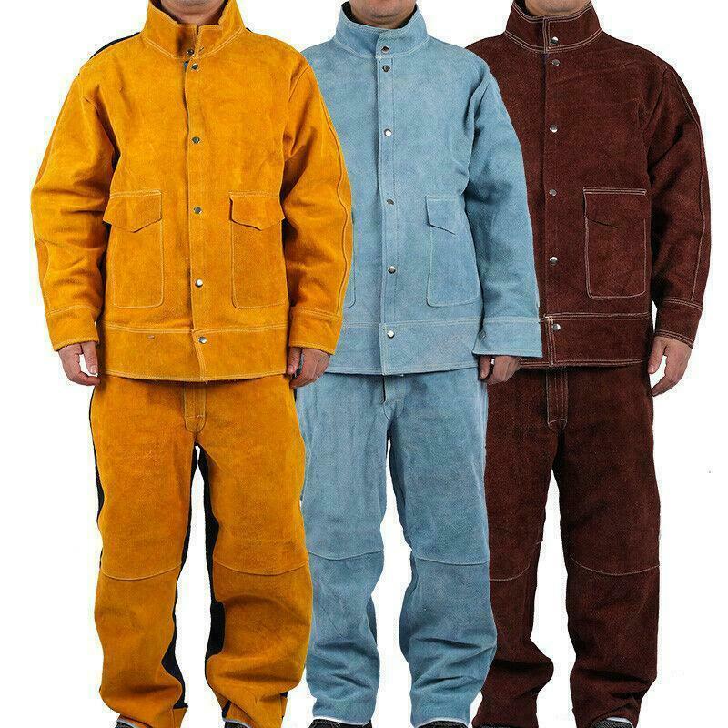 Welder Jacket +Pants Welding Safety Protective Cow Leather Working