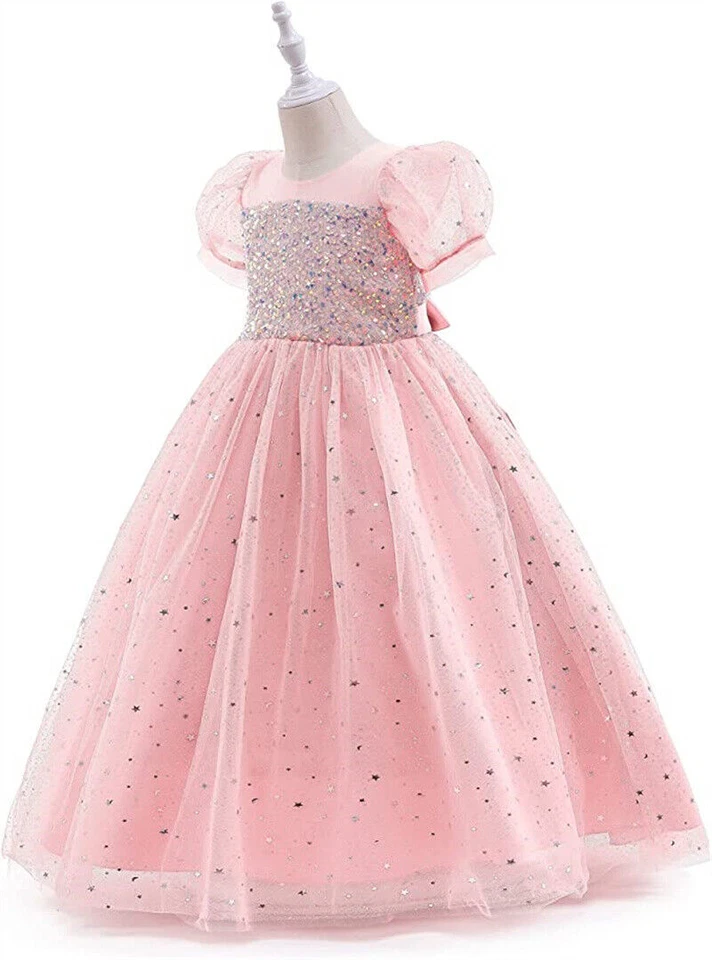 Princess Sparkle Tulle Dress Flower Girl Sequin Dress Puff Sleeve Ball Gown Gift — 第 3/4 张图片