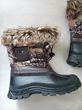 Duck Boots KSNOW Thinsulate Waterproof  Camouflage Faux Fur Brown Big Kid Size 5
