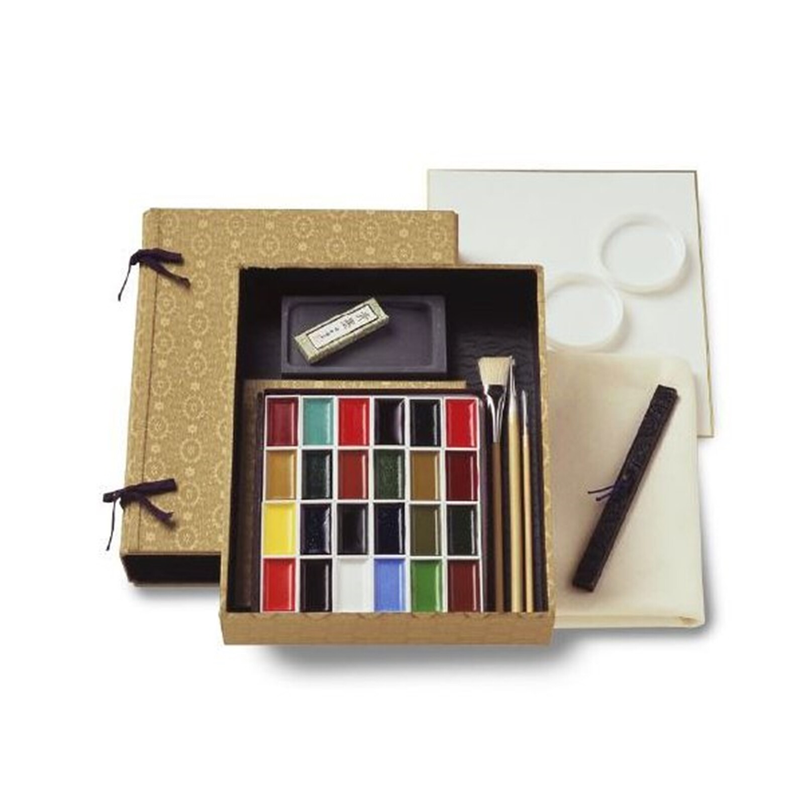 Kissho Gansai Japanese Watercolor Paint Pigments 24 Colors Brush Suzuri