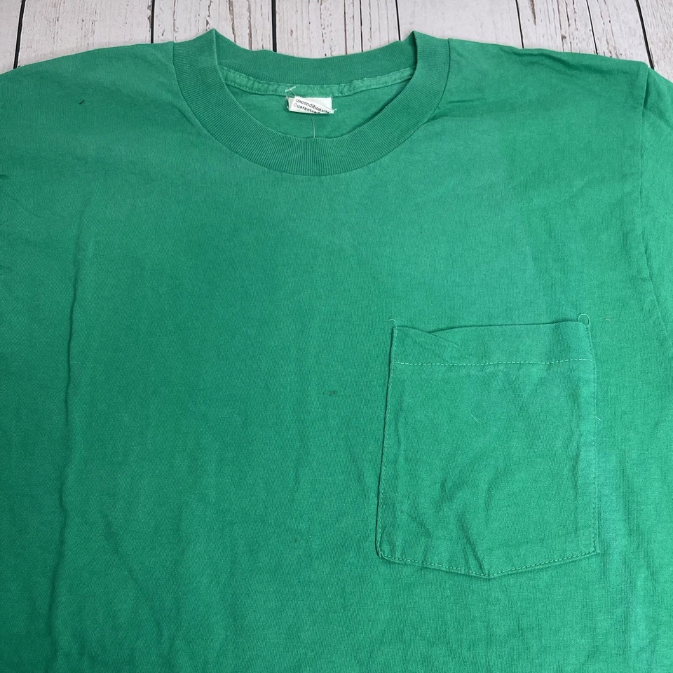 Vintage BVD Mens Single Stitch Pocket Blank Tee T Shirt Small Green Made In USA - Image 2 of 4