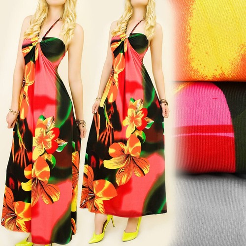 Abito Lungo Estivo da Donna Vestito Floreale Maxi Senza Maniche Fiori Mare  Party | eBay