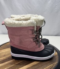 Cat  Jack Girls Size 2 Lace Up Winter Snow Boots Pink