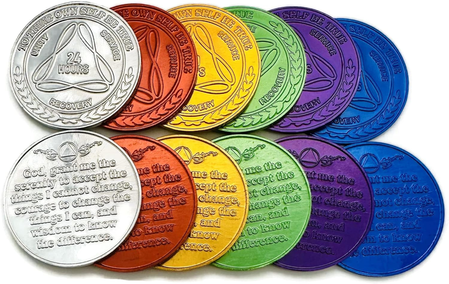 Infinity Aluminum AA Meeting Newcomer Sobriety Chips/Coins/Tokens - Complete Set