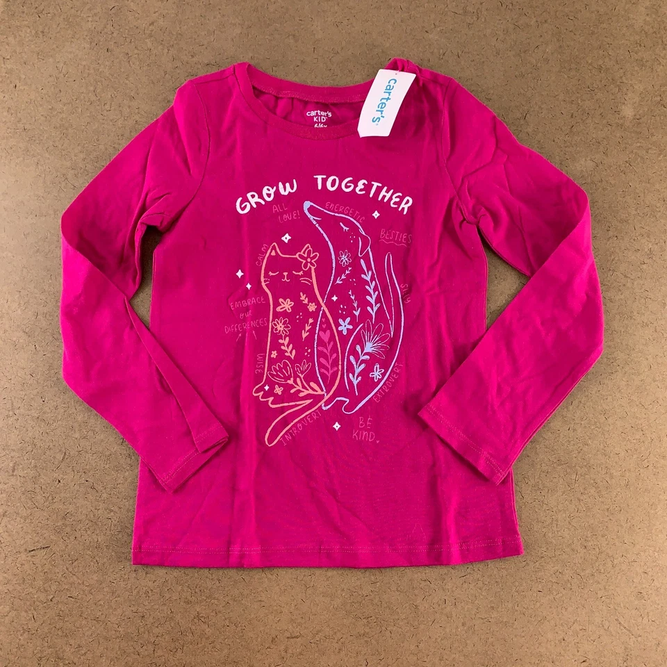 Camisetas Carter's Niñas Talla 6/6X Rosa Crecer Juntas Floral Tejido Acanalado Manga Larga Nuevas con Etiquetas Foto 2 de 4