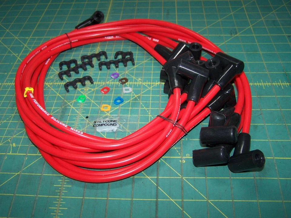 CHEVY SBC Spark Plug Wire 8.0 mm Red Silicone 90 deg. Ends High Performance - Image 2 of 4