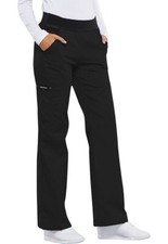 Black Scrub Pants - Midrise Flexible Knit Waist Pull-On