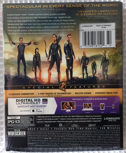 Hunger Games 2 Catching Fire Blu-Ray & DVD +Slipcover • New* No Digital Copy - Picture 3 of 3