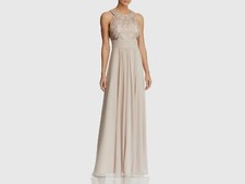 $248 Eliza J Women's Beige A-Line Sleeveless Jewel Neck Lace Bodice Gown Dress 2