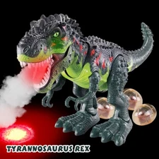 Electronic Walking Dinosaur T-Rex with Simulated Flame Spray Lay Eggs Roaring