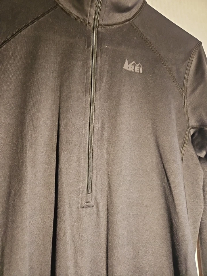 Pullover REI para mujer con cremallera en cuarto talla mediana negro manga larga atlético al aire libre Foto 3 de 4