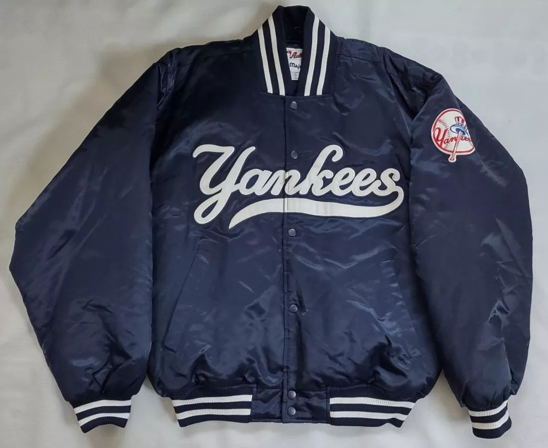 VINTAGE MAJESTIC AUTHENTIC COLLECTION NEW YORK YANKEES SATIN JACKET SIZE L