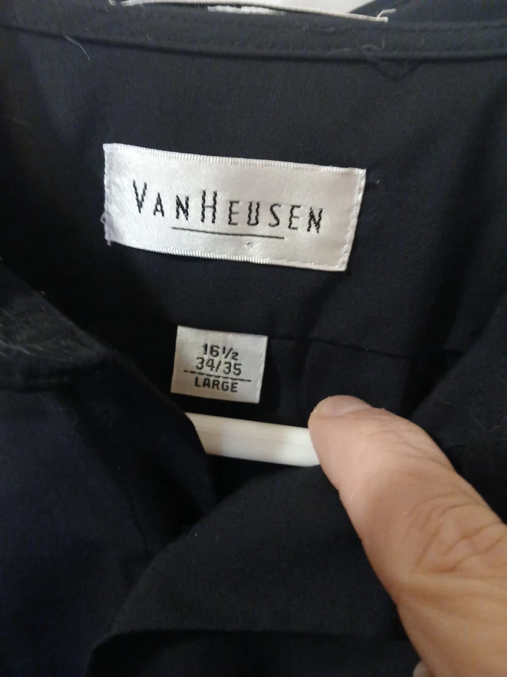  Van Heusen, George, Blue Gen Lote de 3 Camisas Para Hombre Grandes Negras Manga Larga Abotonadas Foto 4 de 4