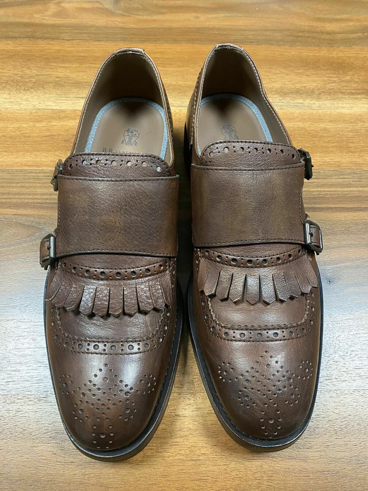 Brunello Cucinelli Double Monk Pattern Shoes Schuhe Brogues Monk-strap New 42
