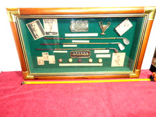 22 x 13 x 2 1/2 in FRAMED GOLF HISTORY SOUVENIR SET UNIQUE DISPLAY PIECE -L 288