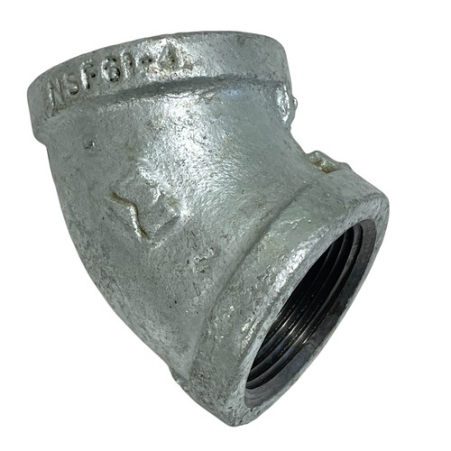 1 - 1/4" Galvanized 45 Degree Malleable Pipe Elbow Fitting
