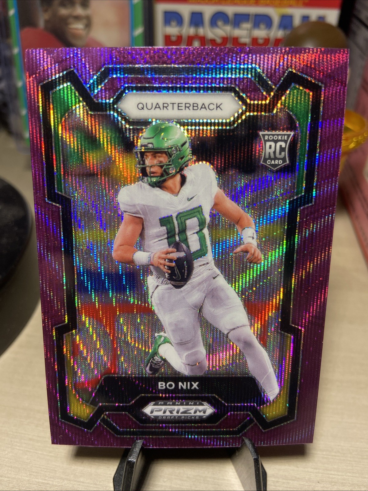 2024 Panini Prizm Draft Picks - Bo Nix #105 Purple Wave Prizm (RC)